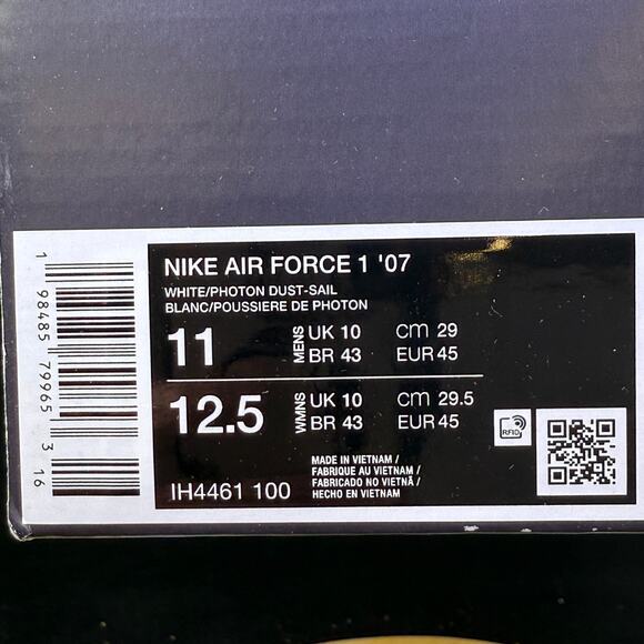 Nike Air Force 1 \'07 White Photon Dust Sail Patent Leather IH4461 100 Size 11 main image 6